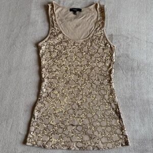 Express Beige with Gold Sequin Tank Top